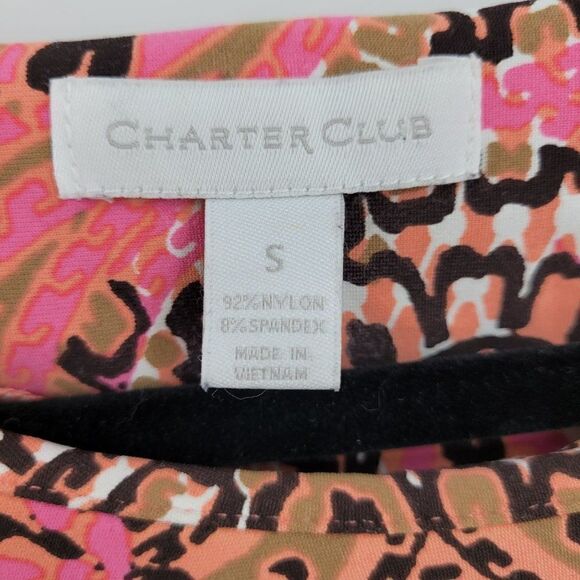 Charter Club Dress S Pink Paisley Bandana Shift Stretch Elbow Sleeve Tea Length - Picture 13 of 14